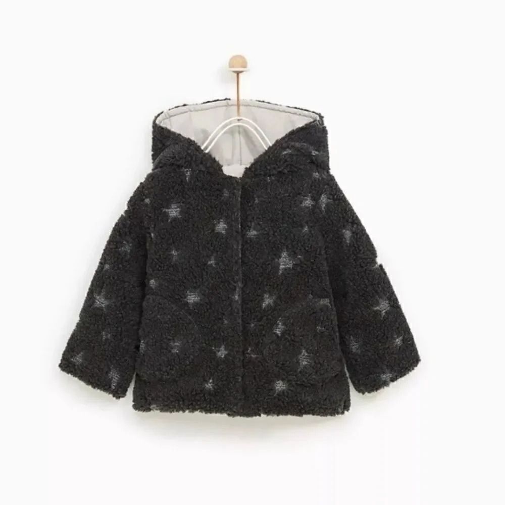 Zara | black & silver cozy Jacket 2/3Y